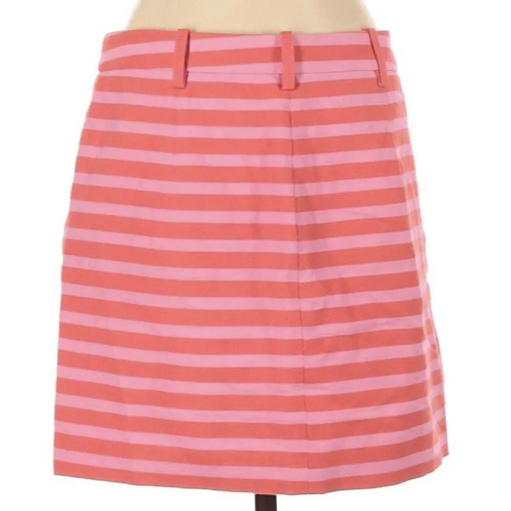 J Crew Bright Pink Striped Pencil Skirt Size 2